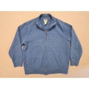 L.L. BEAN Cardigan Grandpa Sweater Men's XLarge Cotton Full Zip Rib Collar Blue
